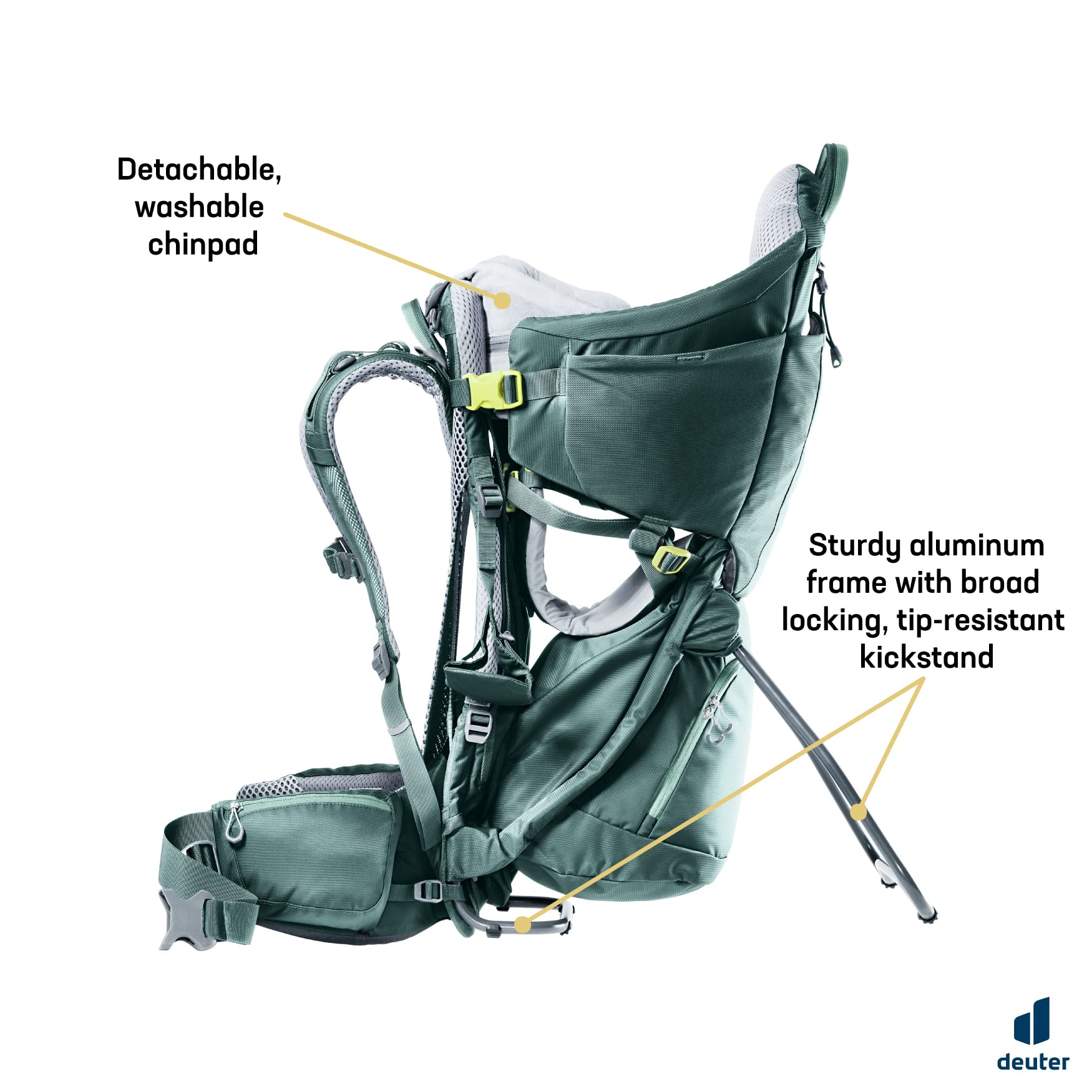 Deuter Kid Comfort sun roof provides shade for sunny hikes