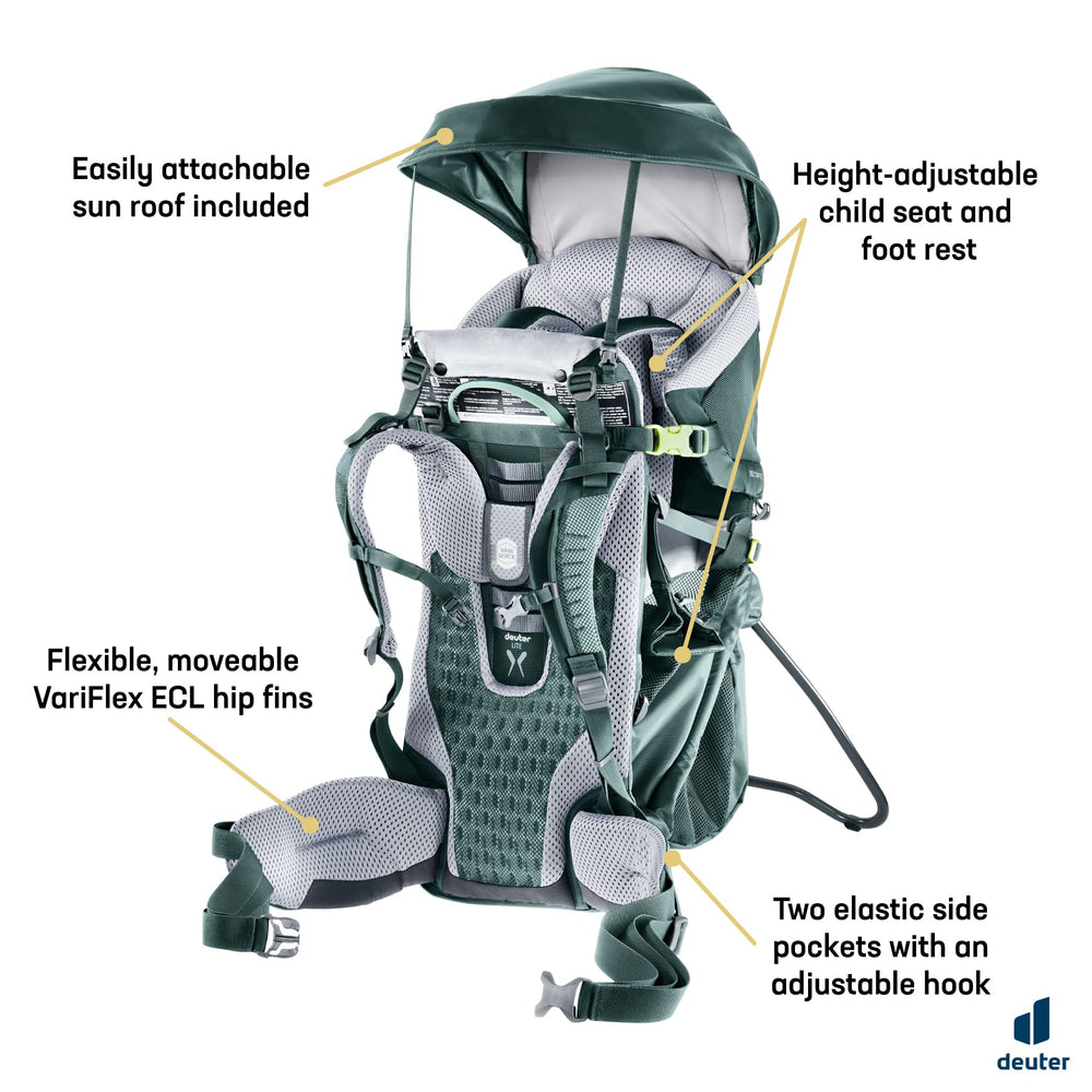 Deuter Kid Comfort using VariSlide back adjustment for personalized fit