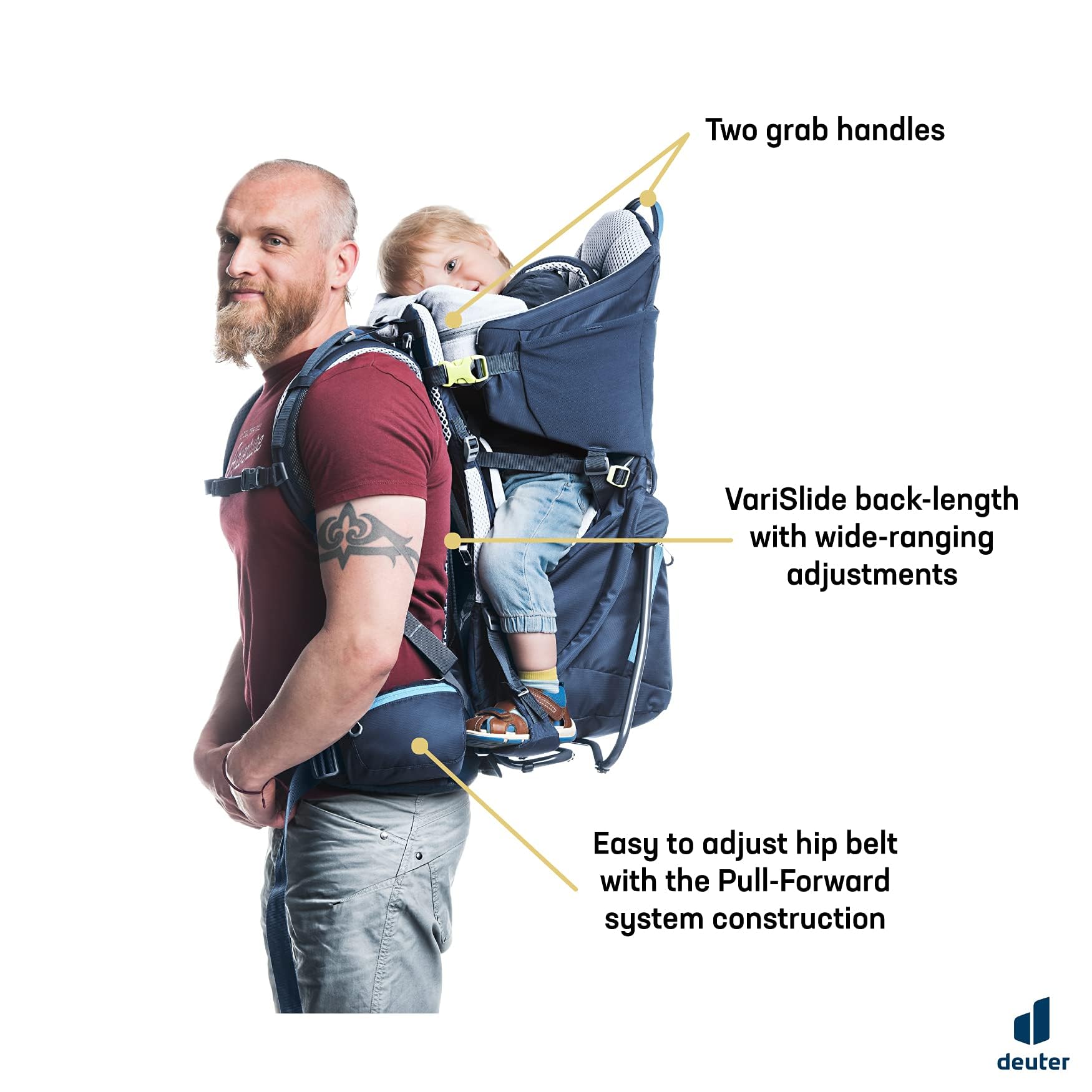 Deuter Kid Comfort Midnight sunroof feature provides shade during sunny outdoor adventures