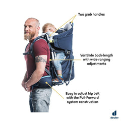 Deuter Kid Comfort Midnight sunroof feature provides shade during sunny outdoor adventures