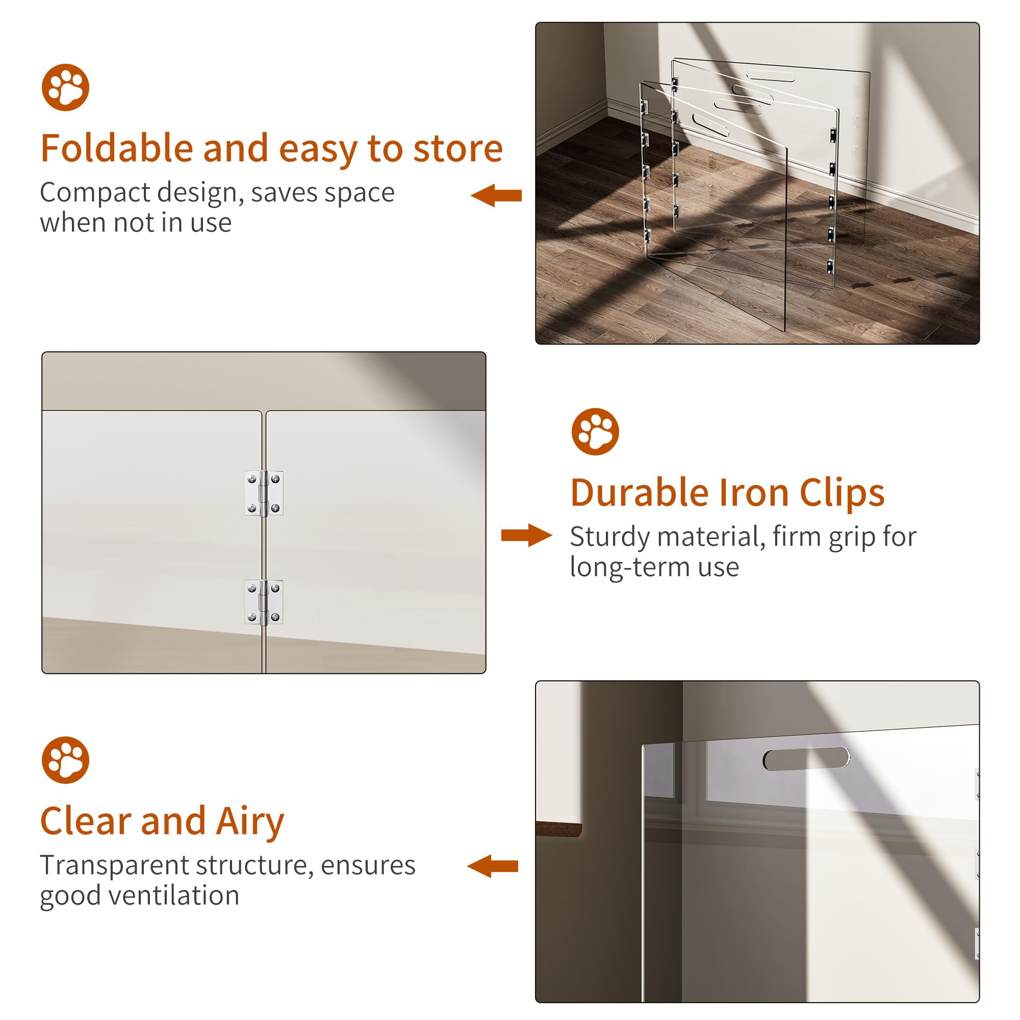 Dewrhiixe obstacle-free gate doubles as a room divider for pets.