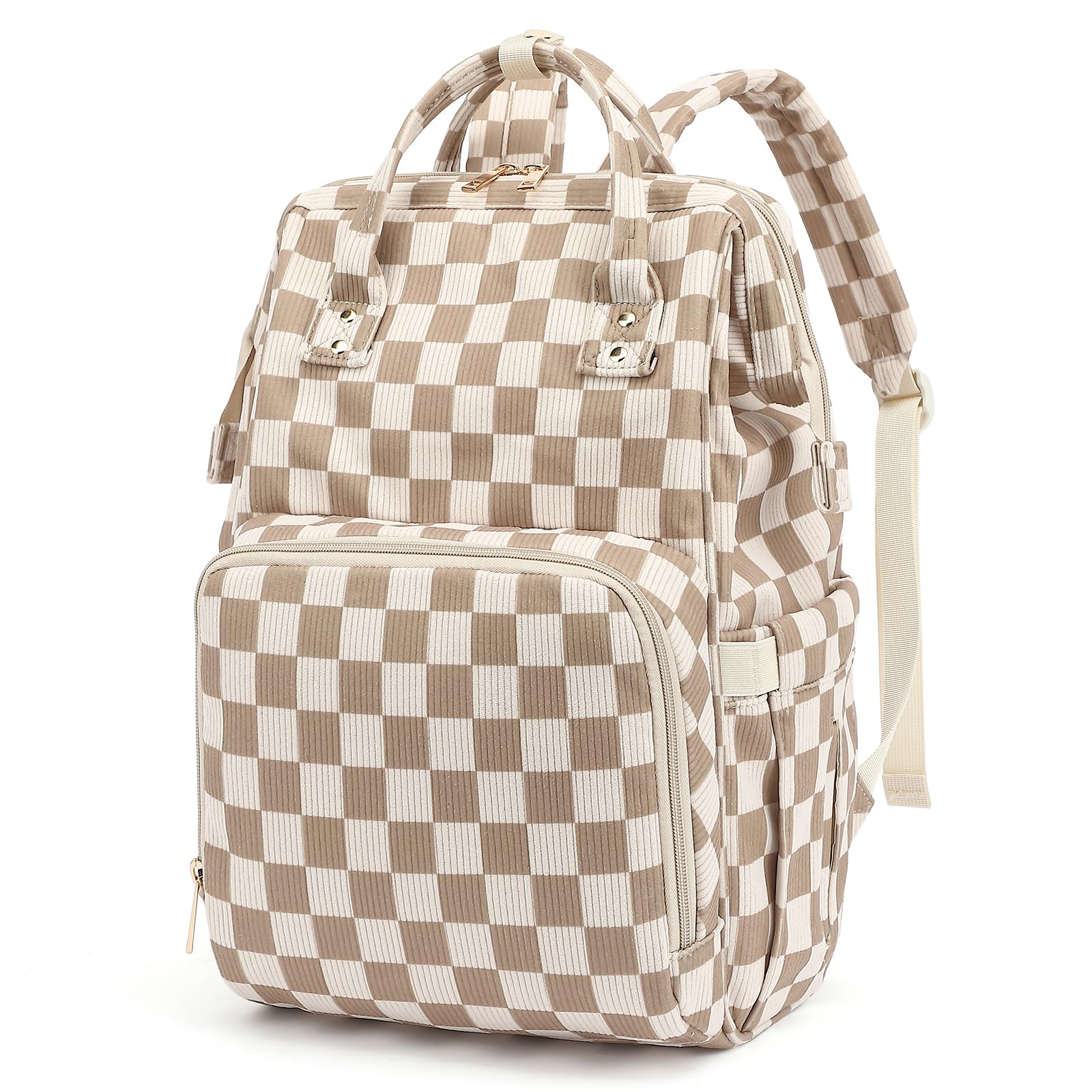 Dezcrab diaper backpack corduroy brown exterior for stylish, hands-free outings.