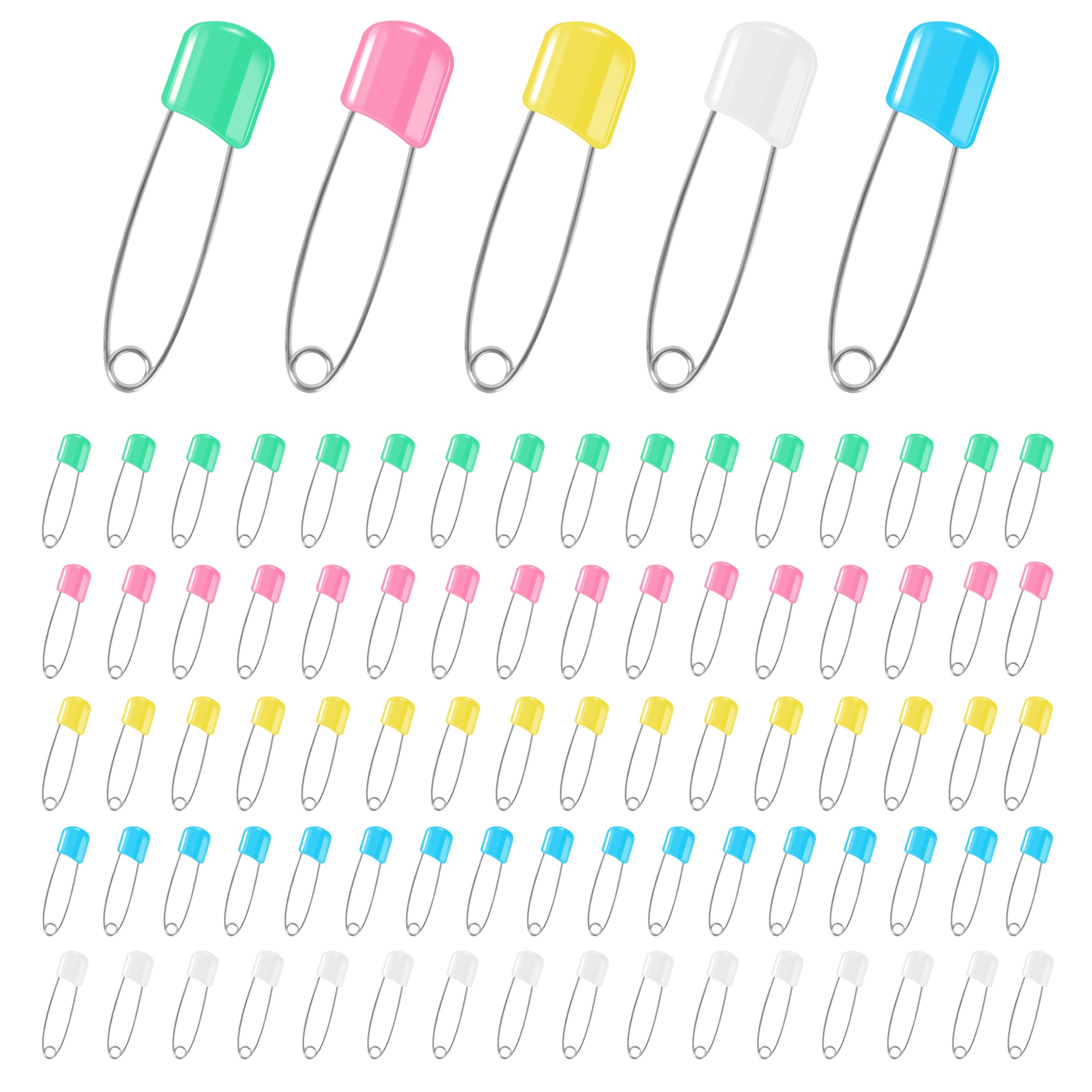 DF DUALFERV 110-pack stainless steel diaper pins in a storage box for mess-free changes