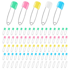 DF DUALFERV 110-pack stainless steel diaper pins in a storage box for mess-free changes