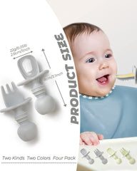 DF DUALFERV green-grip spoon demonstrates ergonomic grip for tiny hands