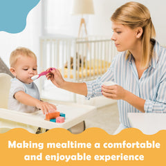 DF DualFerv ergonomic-handle spoons provide non-slip grip for tiny hands to boost self-feeding confidence.
