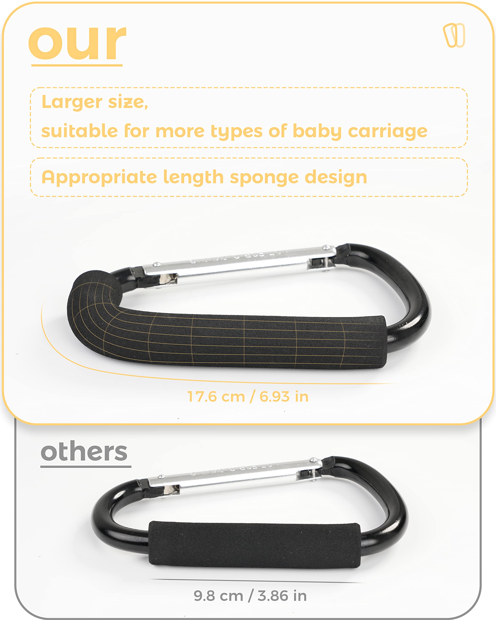 DF DUALFERV aluminum body shows lightweight durability of stroller hook