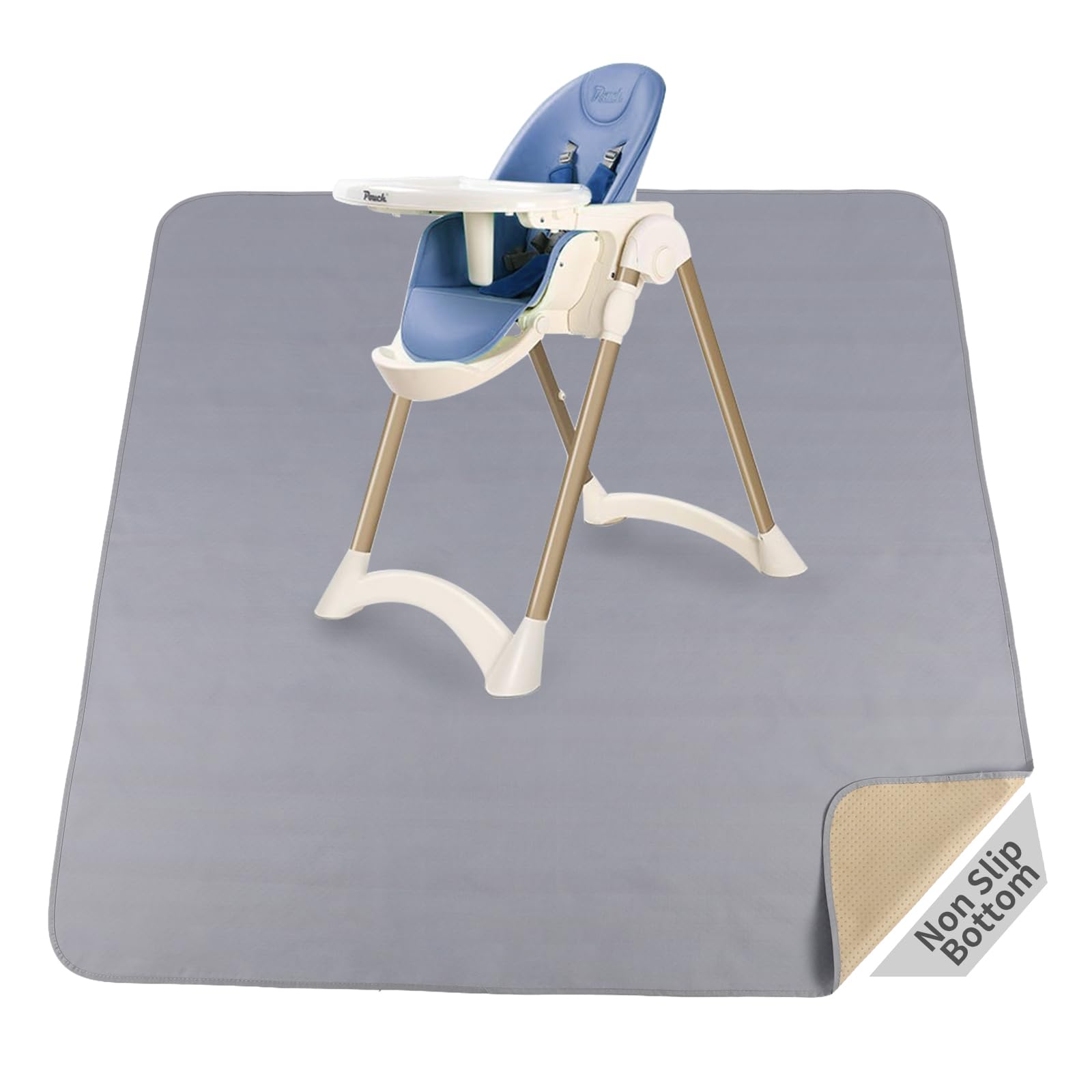 DFHY Splat Mat under high chair protects floors from spills and stains