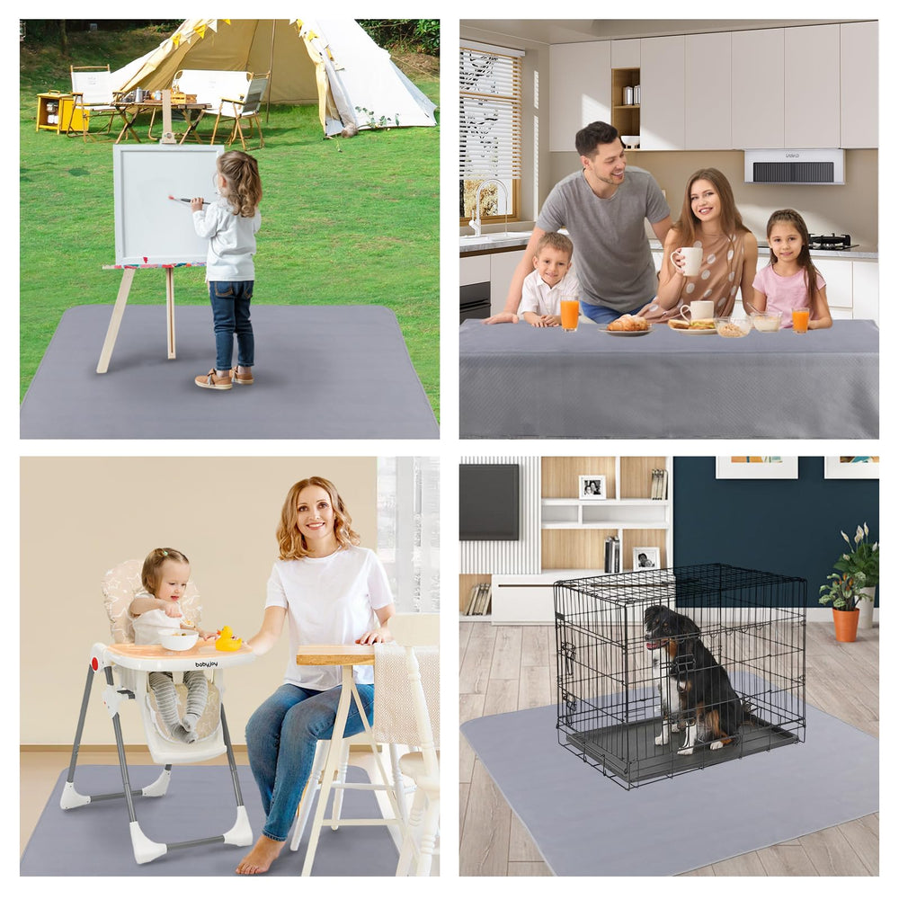 DFHY Splat Mat is machine washable and quick-drying for busy homes