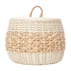 DGANXUN vintage basket with lid keeps items organized and discreet.