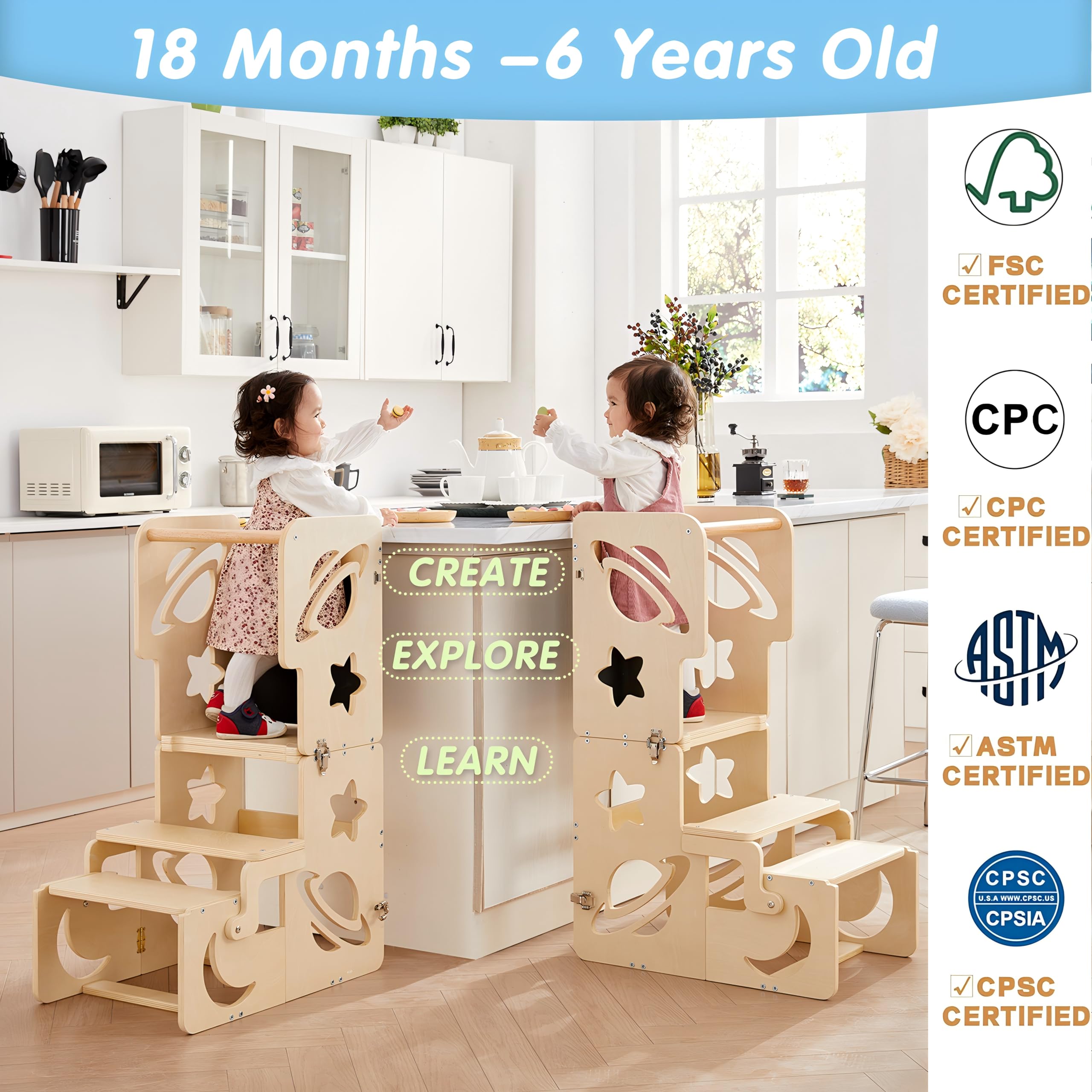 DGD Toddler Tower independence-play enables kid-led kitchen activities safely.