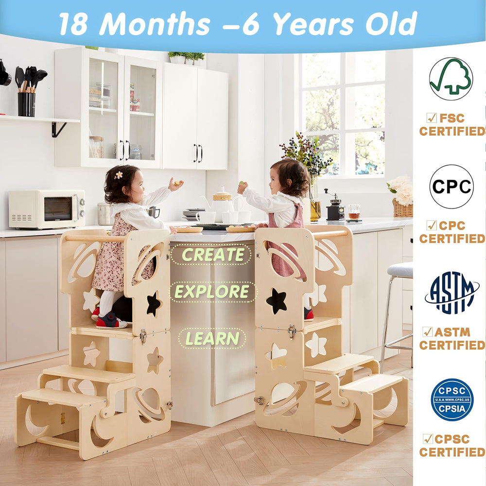 DGD Toddler Tower independence-play enables kid-led kitchen activities safely.