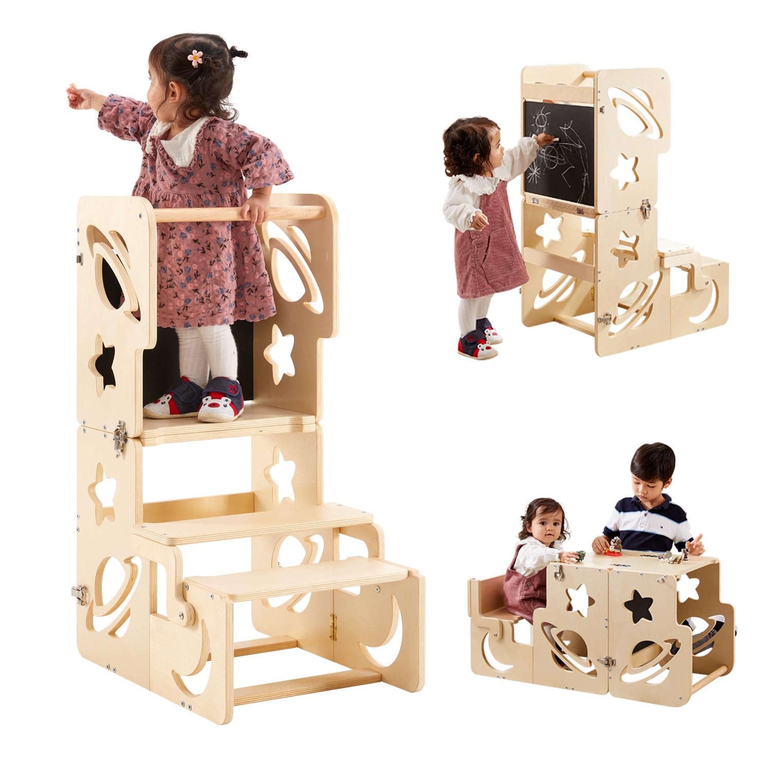 DGD Toddler Tower kitchen-stool enables safe counter access for budding helpers.