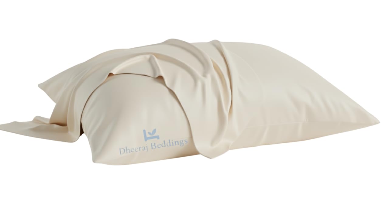 Dheeraj Beddings toddler pillow case ivory 14x20 pack 2 for cozy travel comfort