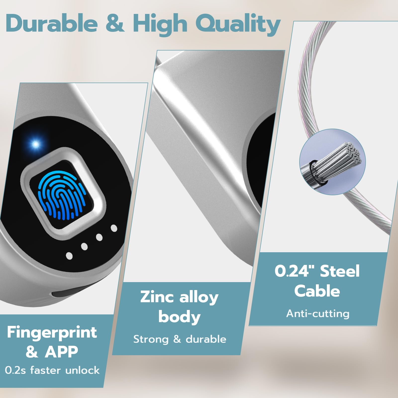 Dhiedas durable zinc alloy body conveys tough, long-lasting security.