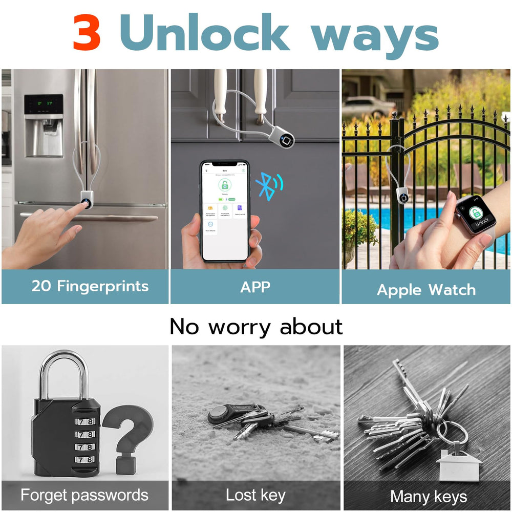 Dhiedas fridge lock fingerprint setup highlights quick biometric unlock.
