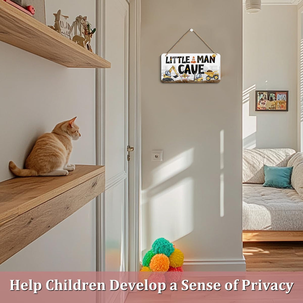 DHKG Little Man Cave Sign wall-hanging adds rustic charm to kid spaces