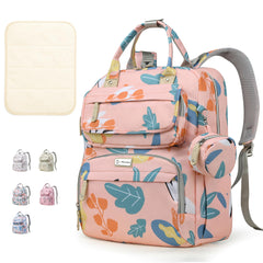 Diaper Bag Backpack blush-pink exterior shows durable waterproof fabric for everyday adventures.