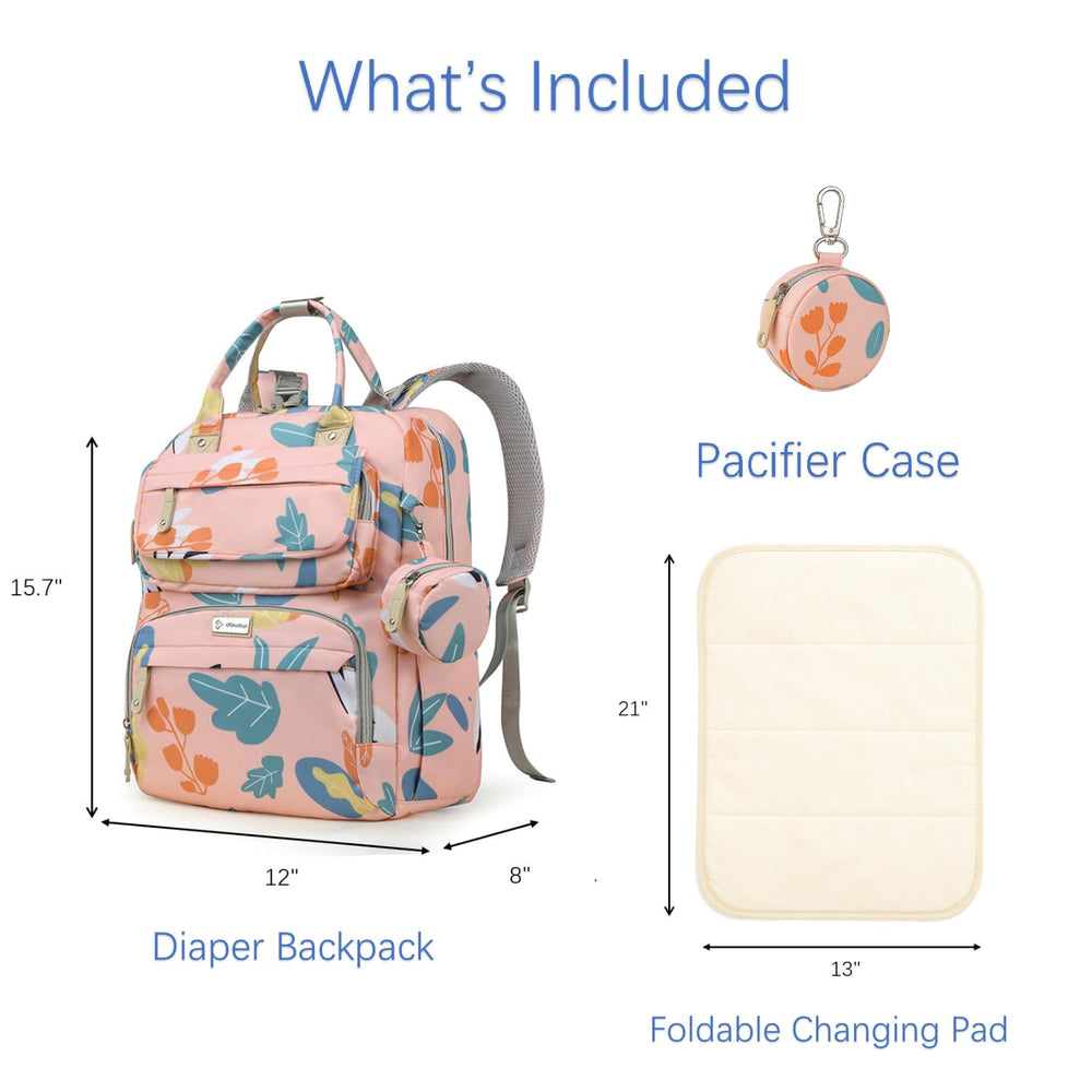Diaper Bag Backpack insulated bottle holders keep drinks at the right temperature on trips.