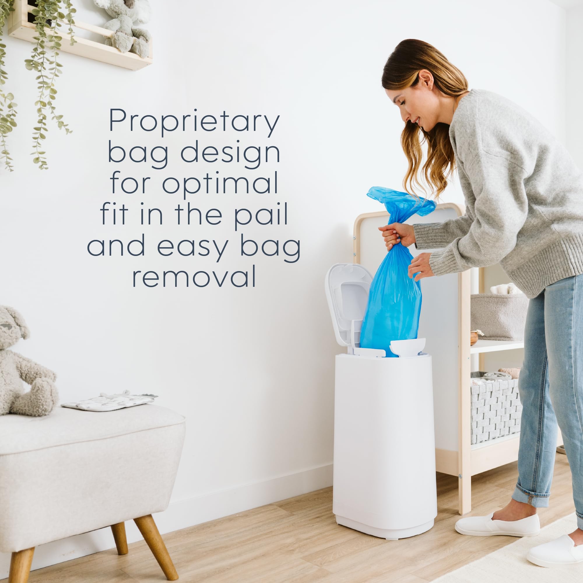Diaper Genie Easy Roll environmental benefit reduces plastic with each refill.