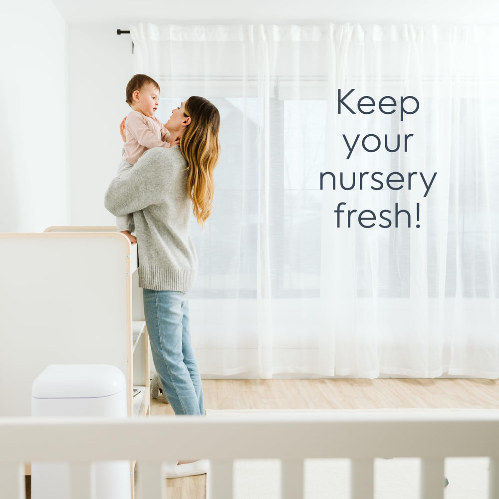 Diaper Genie Easy Roll odor-control in a busy nursery environment.