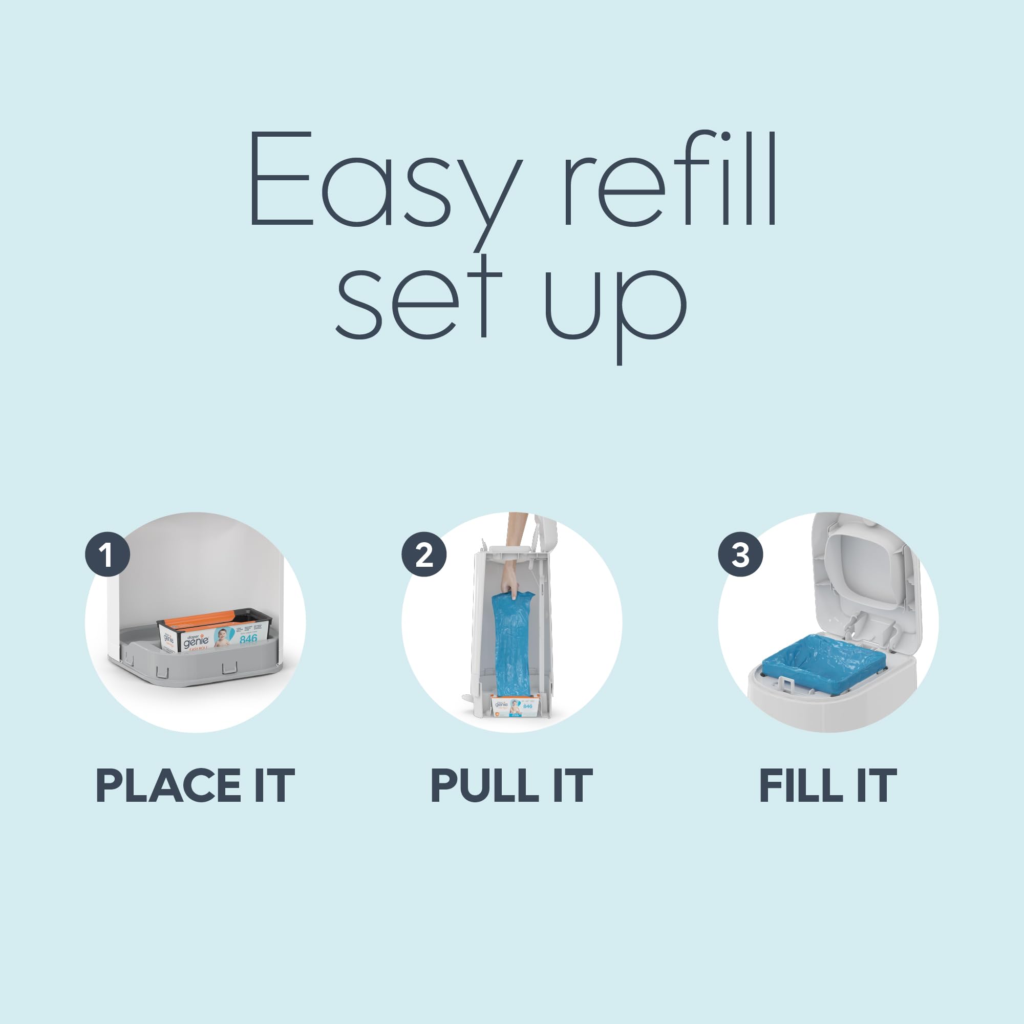 Diaper Genie Easy Roll perforated roll designed for easy tearing.