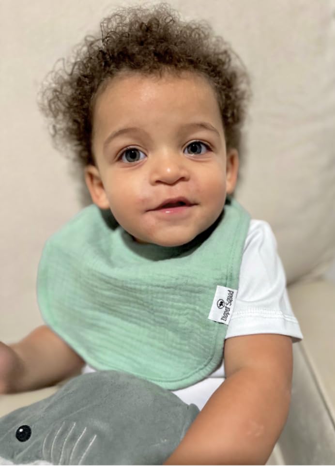 Diaper Squad easy-wash care keeps bibs clean and ready for daily use