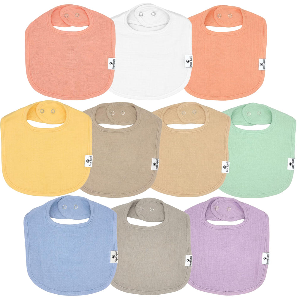 Diaper Squad 10-pack pastel bandana bibs for drool with a dry-outfit effect