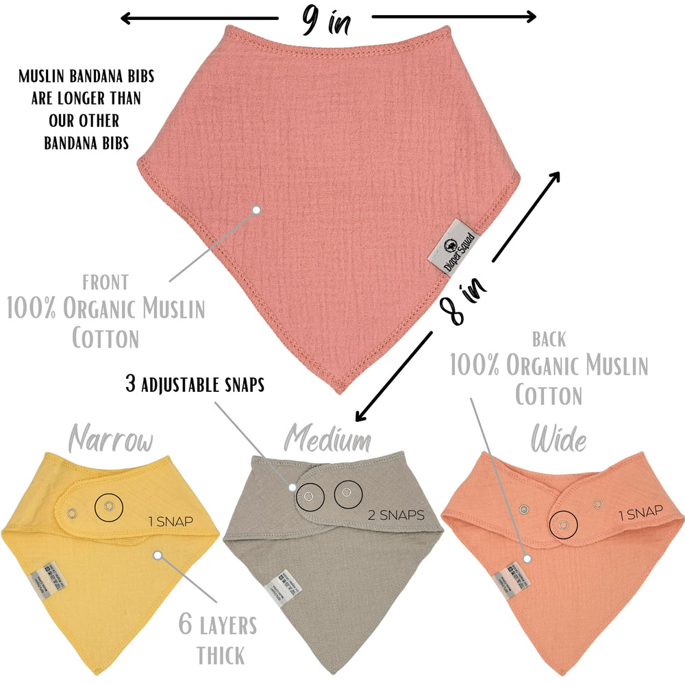 Diaper Squad bibs with 3-stage snaps grow with your baby and stay secure