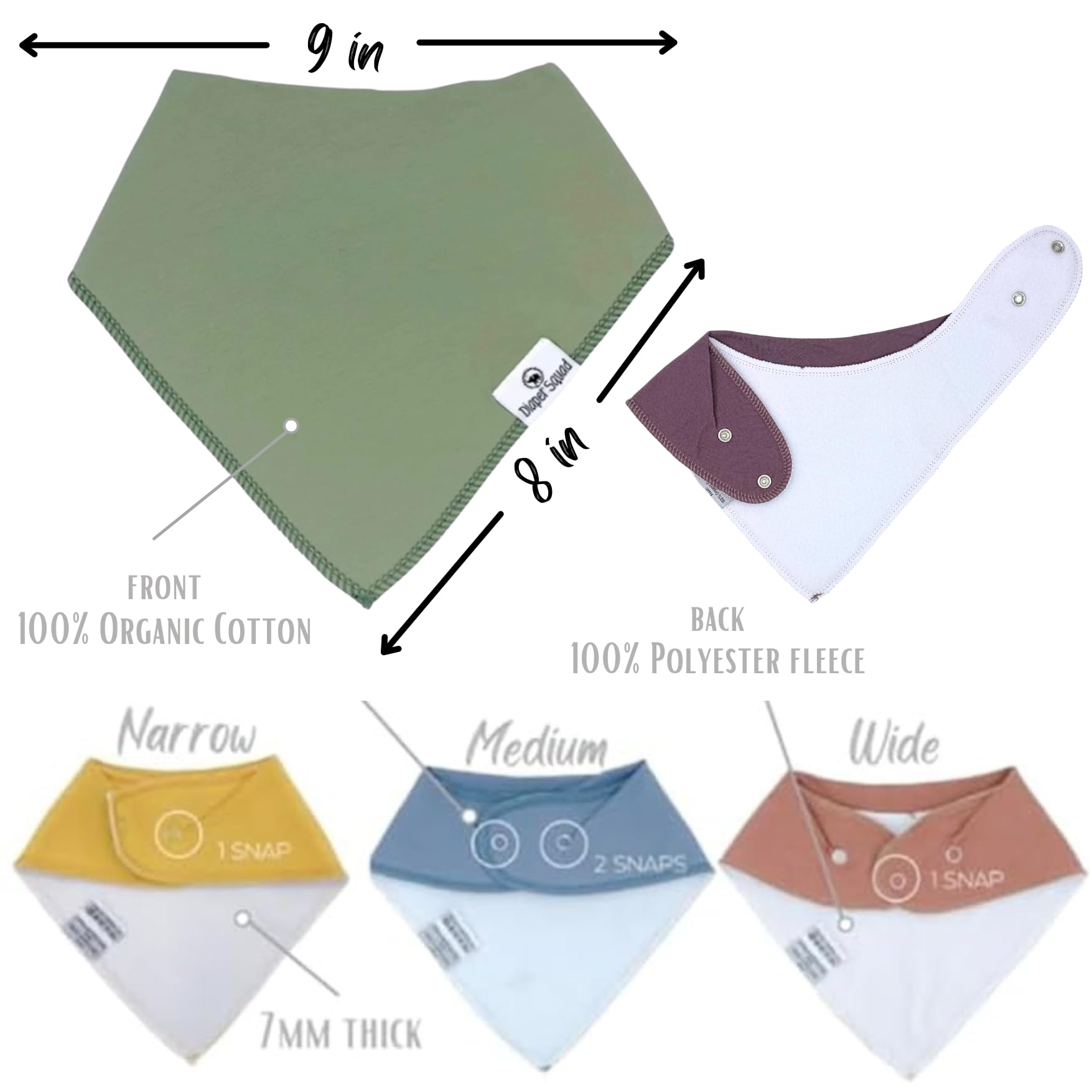 Diaper Squad hypoallergenic nickel-free snaps provide skin-safe fastening
