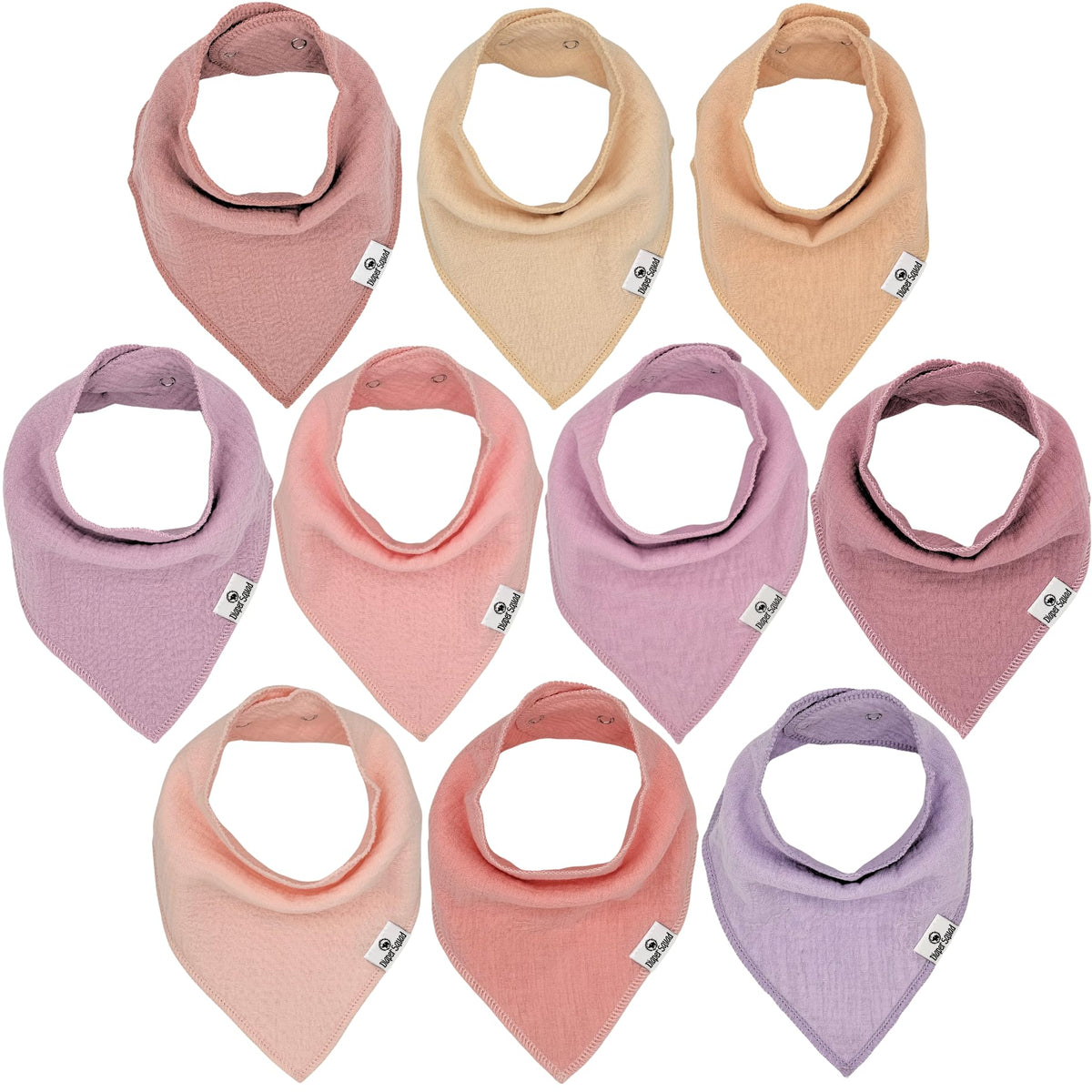Diaper Squad 10-pack bib designs for versatile daily outfits.