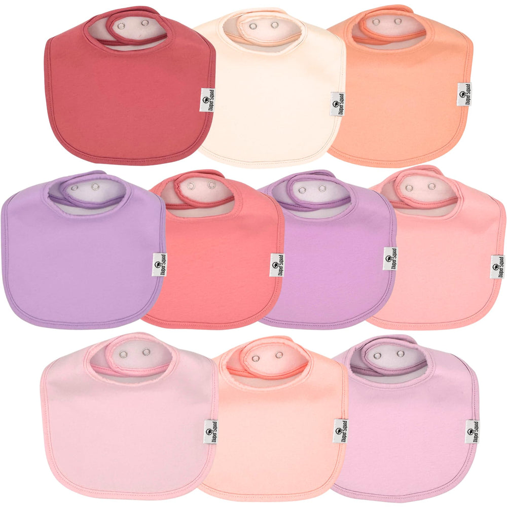 Diaper Squad 10-pack bibs drool-teething solid cotton keep outfits dry