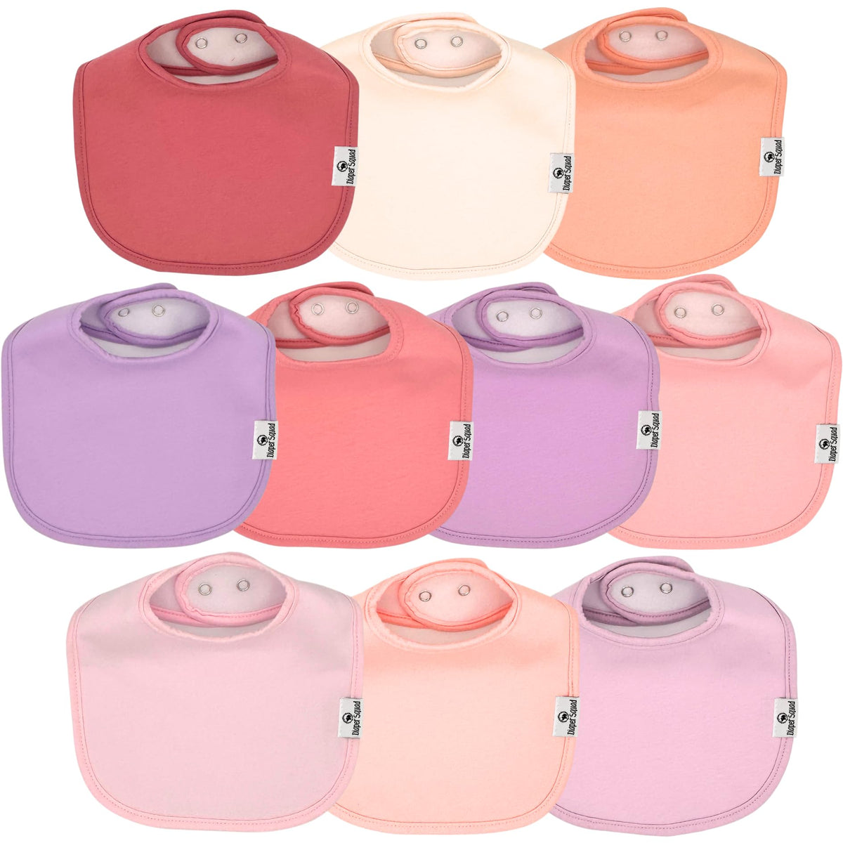 Diaper Squad 10-pack bibs drool-teething solid cotton keep outfits dry