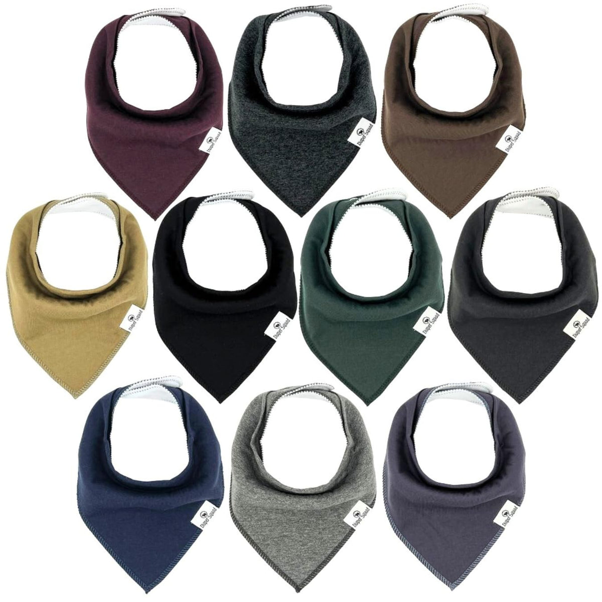 Diaper Squad 10-pack bibs for drool-teething keep baby outfits dry and clean.