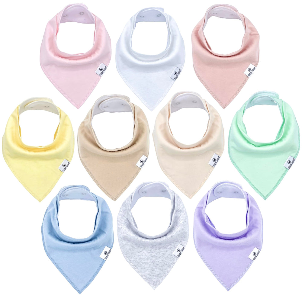 Diaper Squad pastel bibs offer outfit-matching and drool protection for daily use.