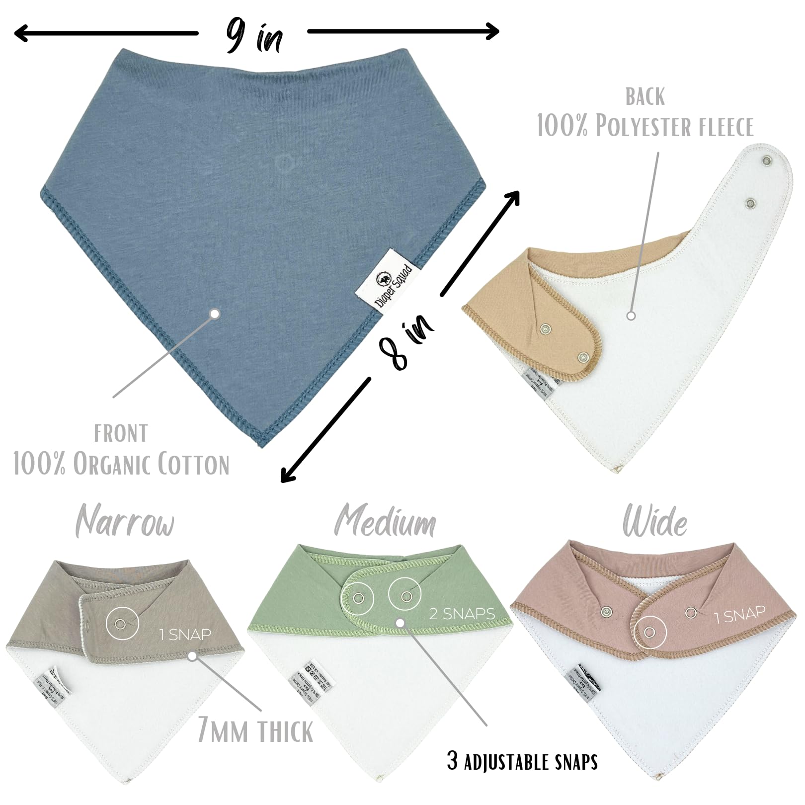 Diaper Squad adjustable 3-stage snaps fit from 2 to 36 months