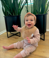 Diaper Squad baby bibs drool management in action during teething