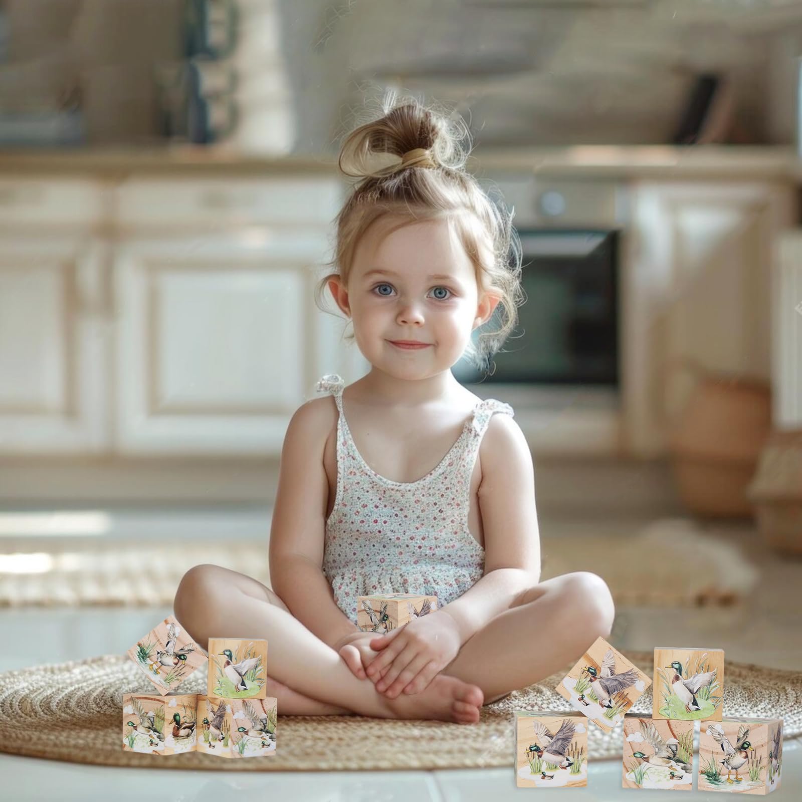 Diartpaint wooden blocks featuring wild duck design inspire playroom decor