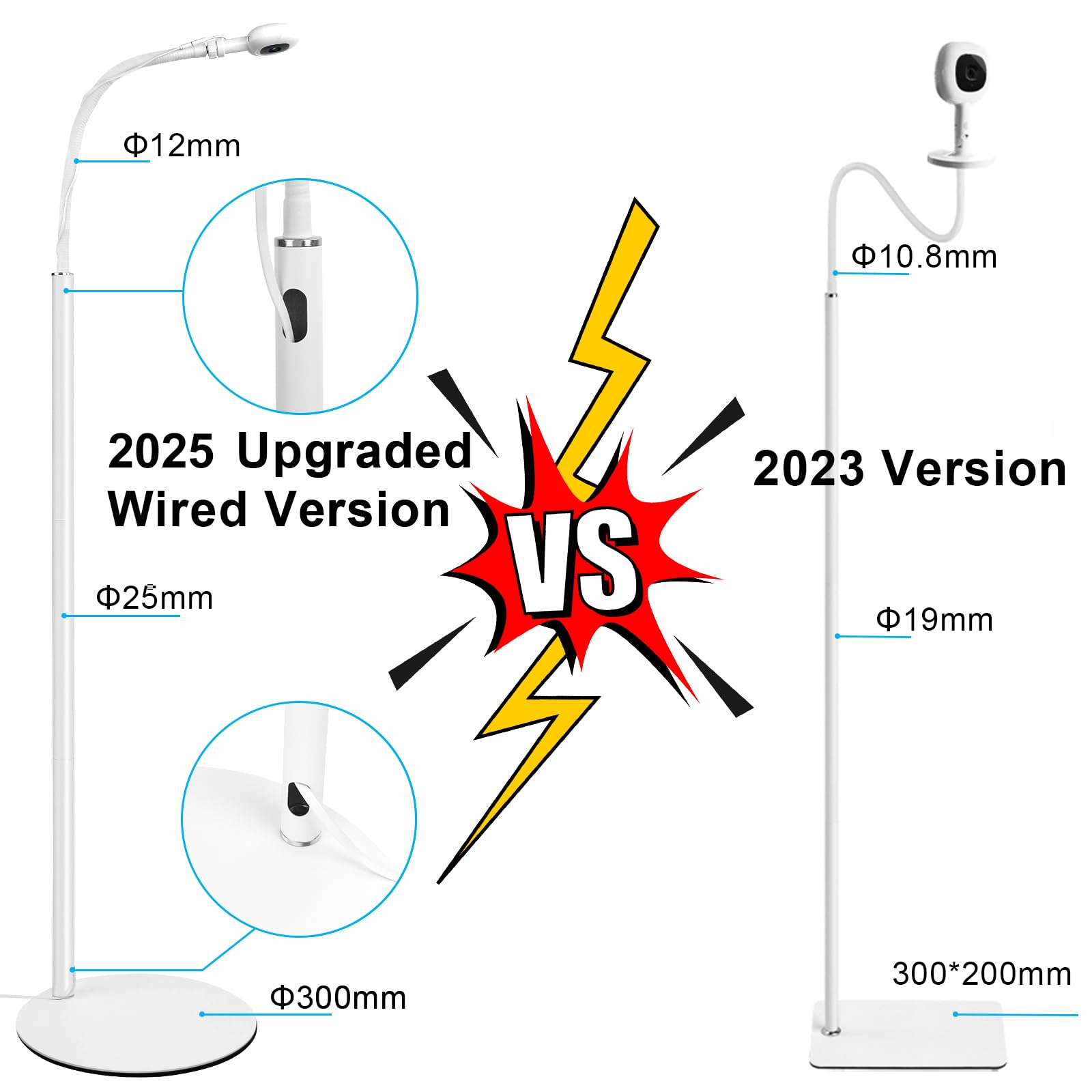 Didalo floor stand height adjustment lets you set the view from floor to eye level.