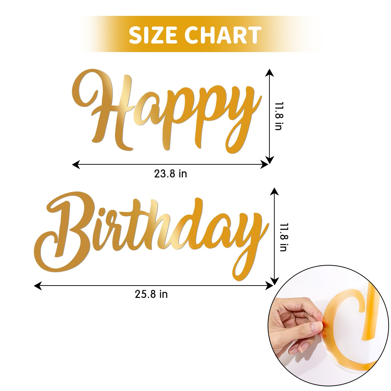 DIIRHUI gold birthday letters large shine on walls for party photos.