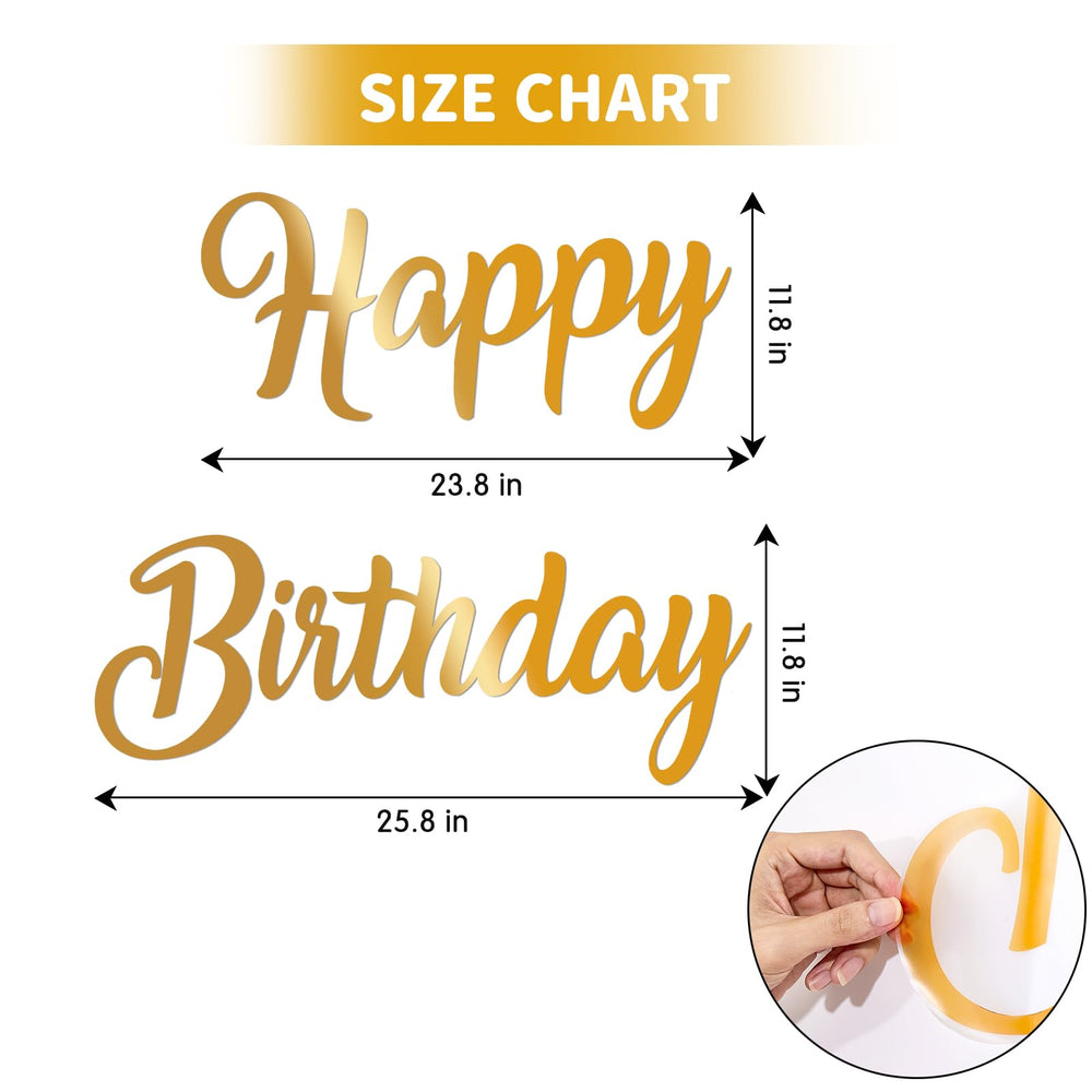 DIIRHUI gold birthday letters large shine on walls for party photos.