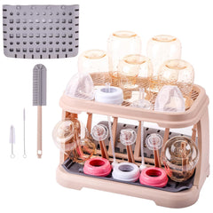 DIJIAMEIYA baby bottle drying rack with pink lotus root design organizes eight bottles for quick air drying