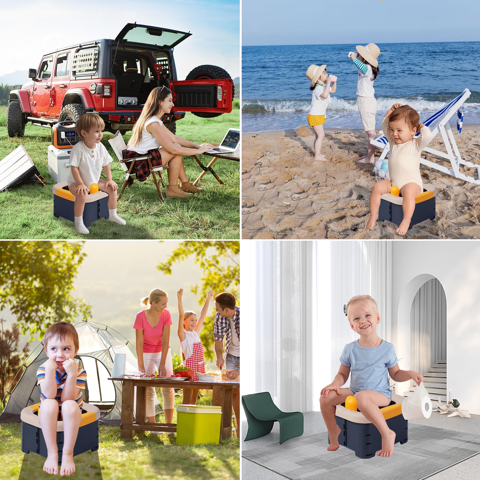 DIJIAMEIYA travel potty shown in camping car scene illustrates versatile outdoor use.