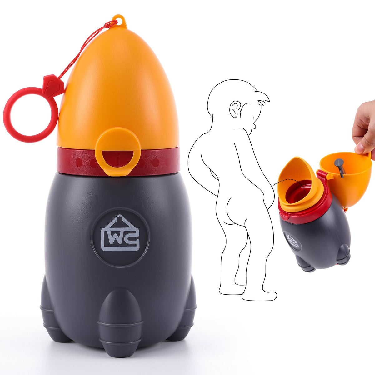 DIJIAMEIYA travel urinal kids closeup cap shows leak-proof seal for mess-free trips