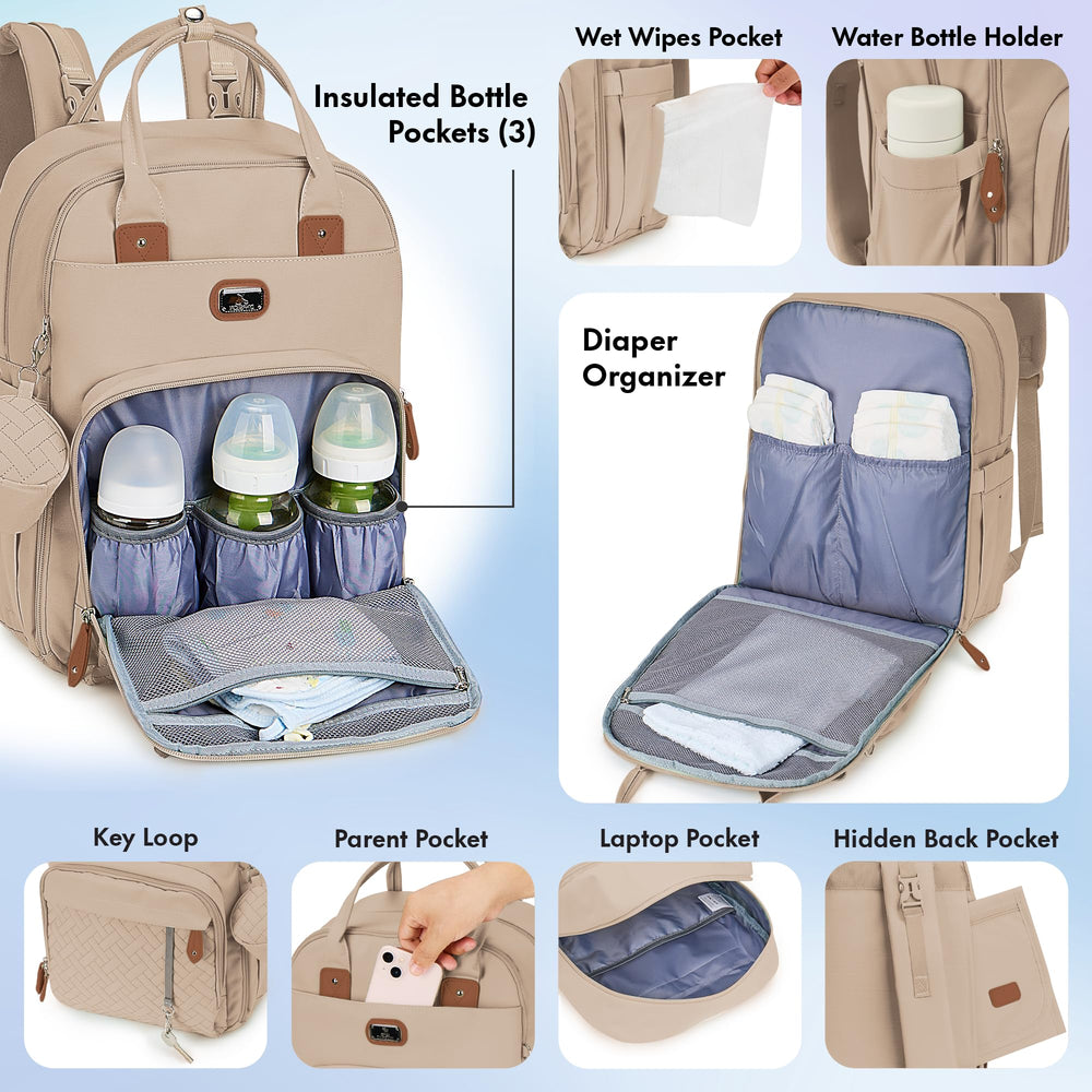 Dikaslon diaper bag backpack changing pad, portable surface for on-the-go diaper changes.