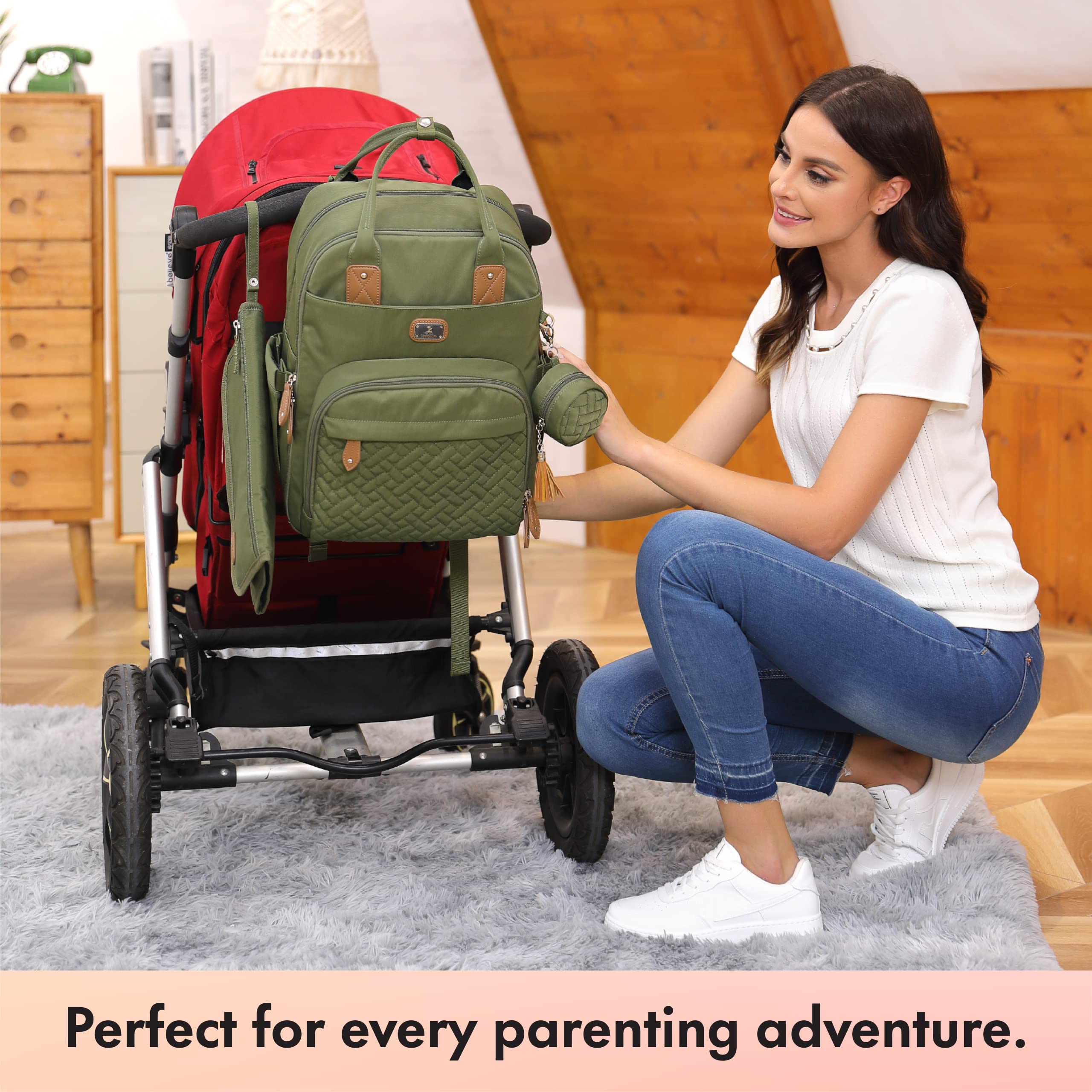Dikaslon diaper bag backpack ergonomic straps reduce shoulder fatigue.