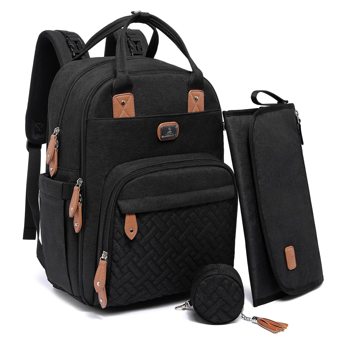 Dikaslon diaper bag backpack front view with spacious pockets for on-the-go parents