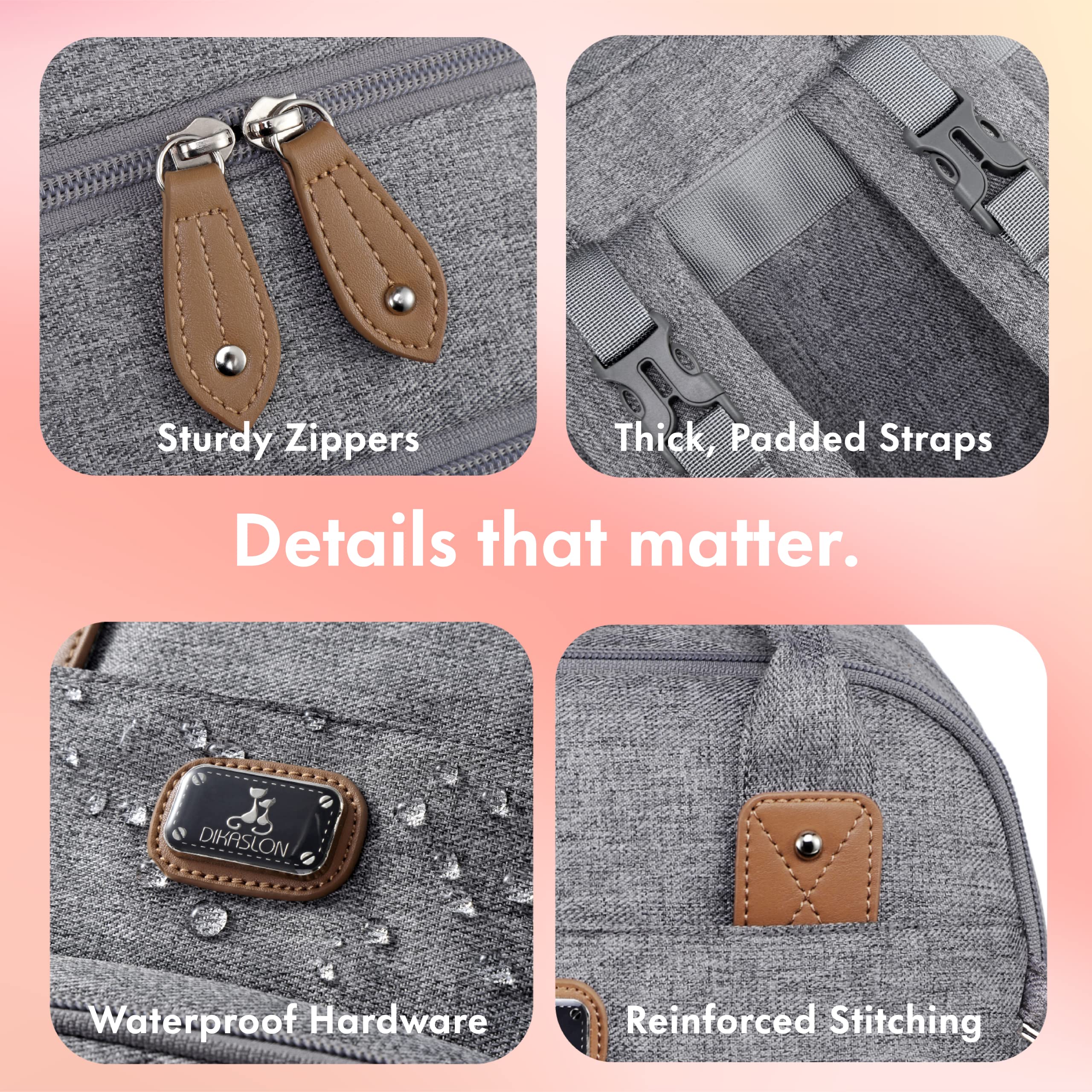 Dikaslon diaper bag backpack insulated pockets temperature-controlled storage for bottles and snacks