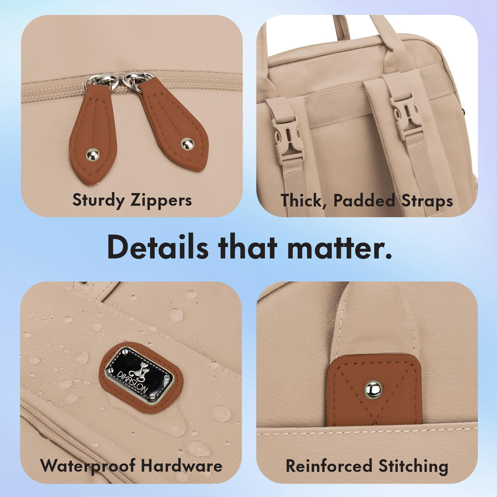 Dikaslon diaper bag backpack insulated pockets maintain temp for bottles on outings.