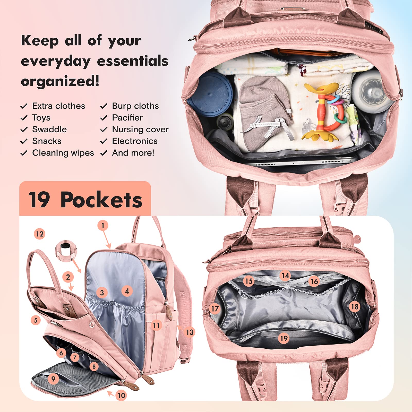 Dikaslon diaper bag backpack pacifier case keeps pacifiers clean and accessible